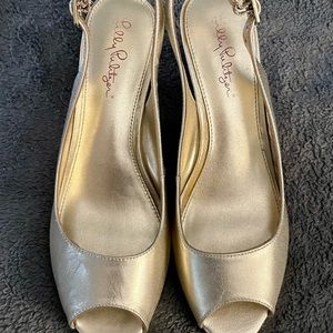 Lilly Pulitzer gold wedge